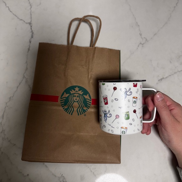 NEW Roller Rabbit + Starbucks Stainless Steel Camp Mug 12 oz Coffeehouse Bonzana - Picture 2 of 5